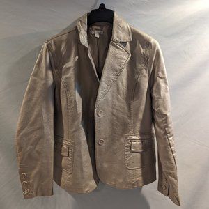 Women's Large Champagne Gold Relativity Leather Jacket